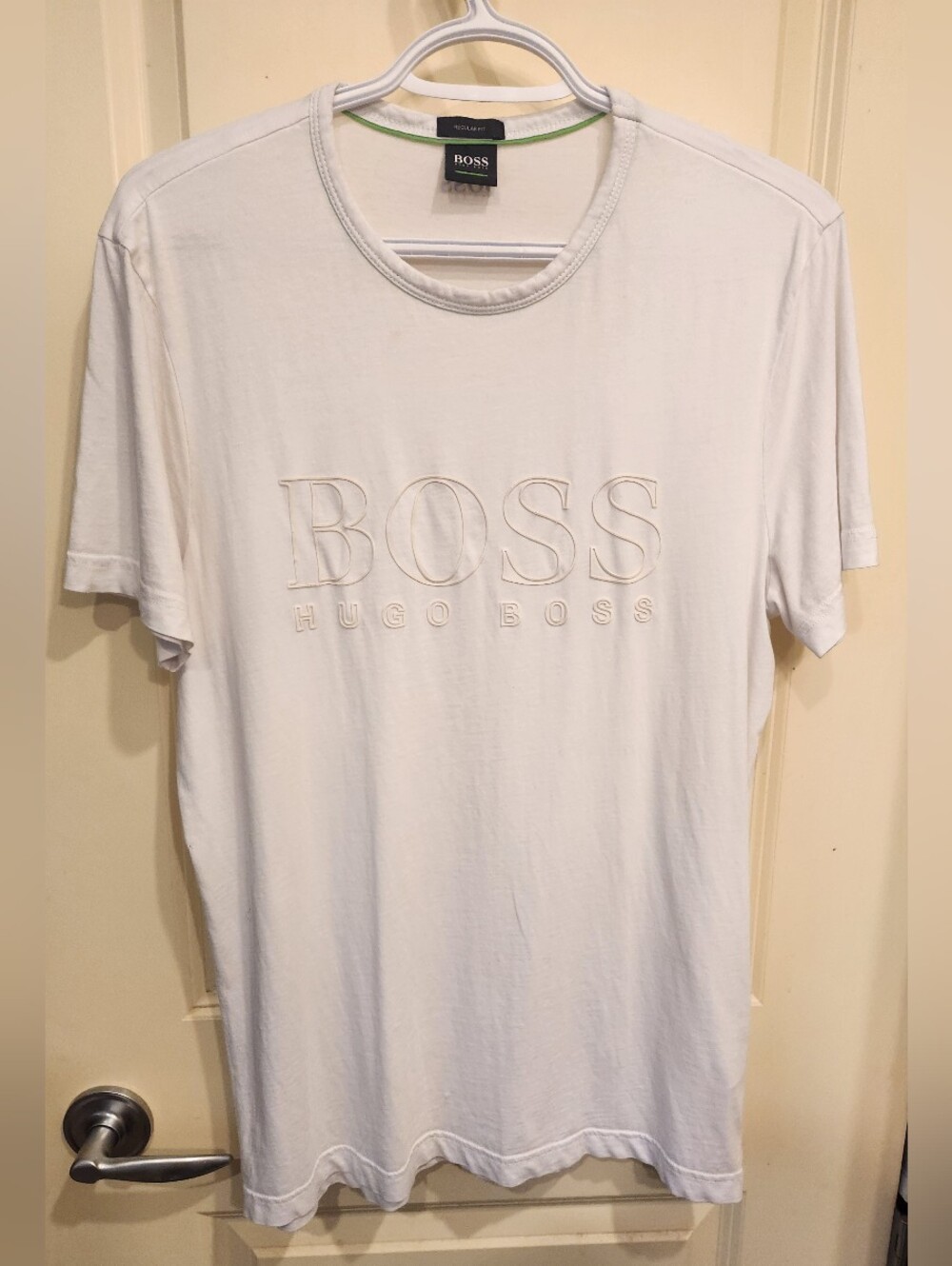 Hugo Boss White Short-Sleeve Embroidered Logo Tee
